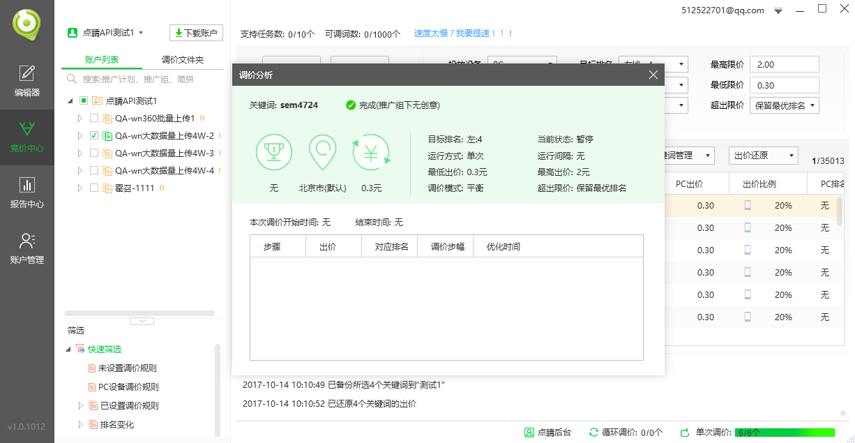 小鹿点睛助手调价分析示意图