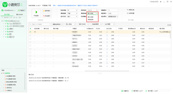 小鹿竞价点睛版调词地域示意图