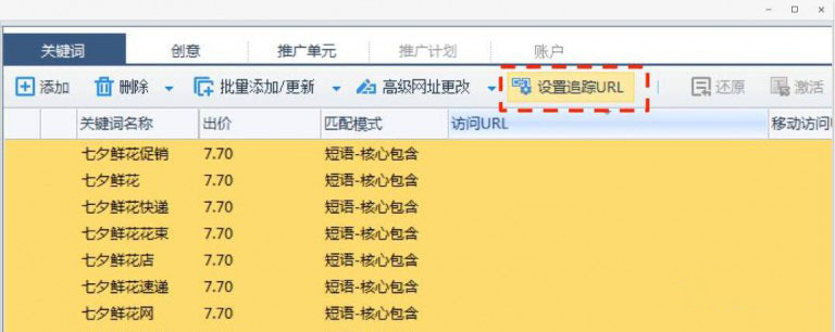 设置追踪URL示意图