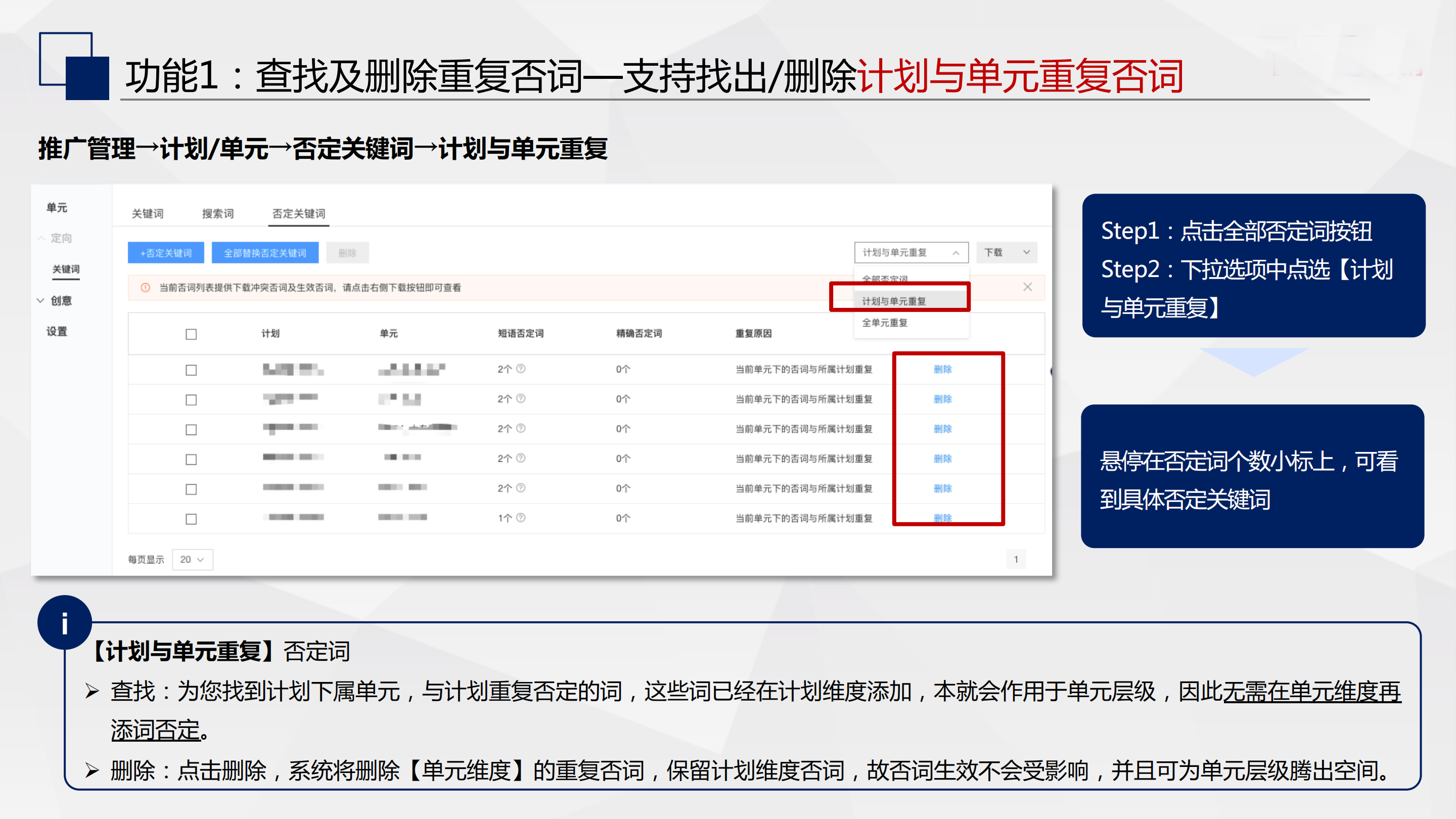 百度搜索推广“否词优化”功能来了！